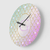 人魚のひいさま。ピンはかりで測クのトルクの金色 ラージ壁時計 (傾斜)