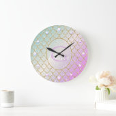 人魚のひいさま。ピンはかりで測クのトルクの金色 ラージ壁時計 (ホーム)