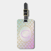 人魚のひいさま。ピンクはかりで測の黄金のトゥルク ラゲッジタグ (正面縦)