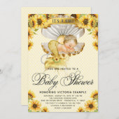 人魚のひまわりベイビーシャワー招待状 招待状 (正面/裏面)
