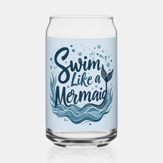 人魚のように泳お洒落ぐ海引用文 ガラス缶 (正面)
