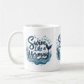 人魚のように泳お洒落ぐ海引用文 コーヒーマグカップ (左)