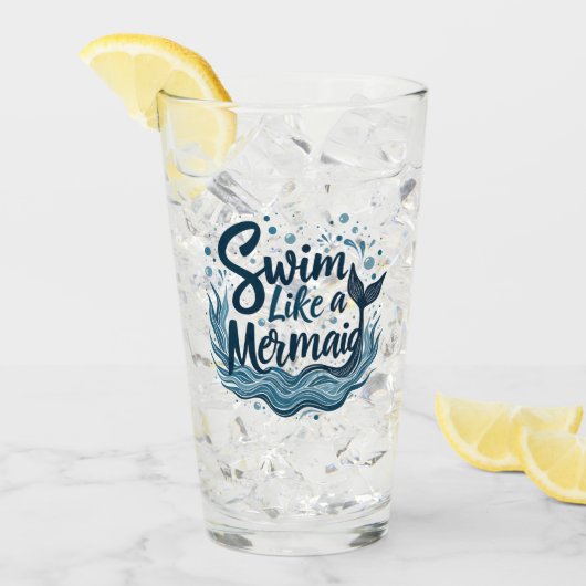 人魚のように泳お洒落ぐ海引用文 タンブラーグラス (アイス正面)