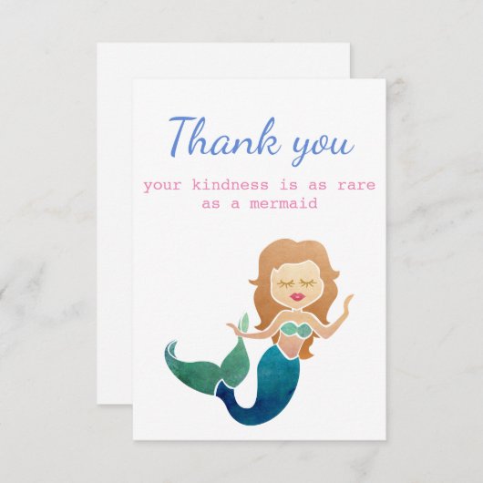 人魚のように珍しいありがとうご親切おもしろい サンキューカード (正面/裏面)