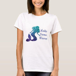 人魚のアクアブルーグラデーション スパークルで波を起こそう Tシャツ