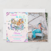 人魚のオンデア ザ シー 1歳の誕生日パーティーの写真 招待状 (正面)