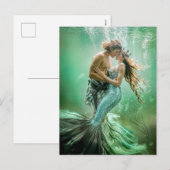 人魚のカップルの水中での抱擁 シーズンポストカード (正面/裏面)