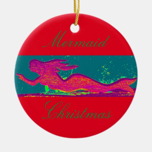 人魚のクリスマスのオーナメント セラミックオーナメント (正面)