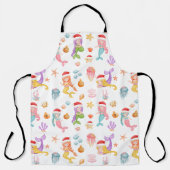 人魚のクリスマスパターン エプロン (正面)