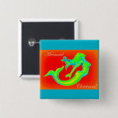 人魚のクリスマスボタン 缶バッジ (正面&裏面)