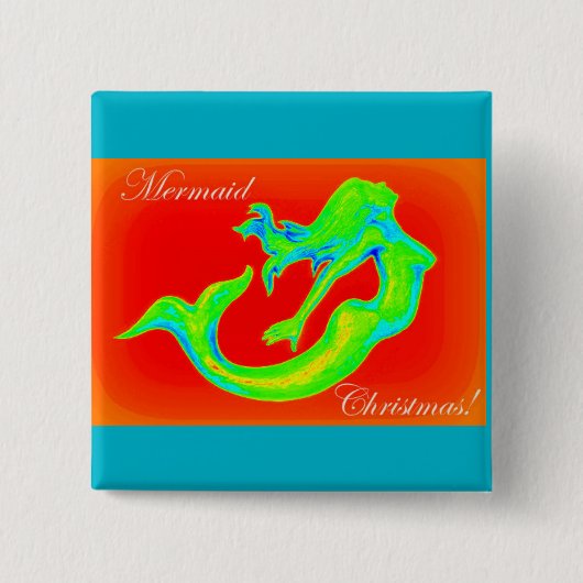 人魚のクリスマスボタン 缶バッジ (正面)