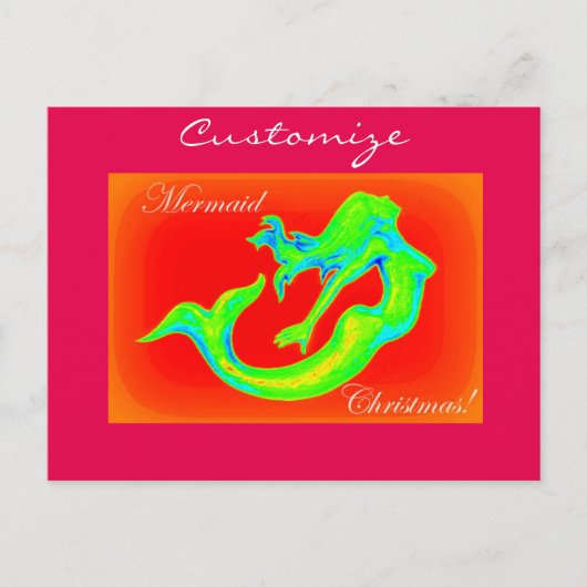 人魚のクリスマスレッド シーズンポストカード (正面)