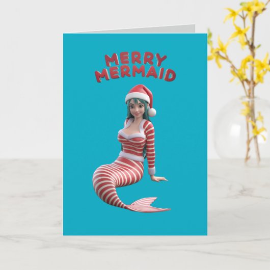 人魚のクリスマス カード (黄色い花)