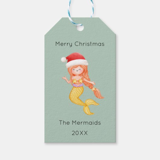 人魚のクリスマス ギフトタグ (正面)