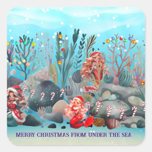 人魚のクリスマス スクエアシール (正面)