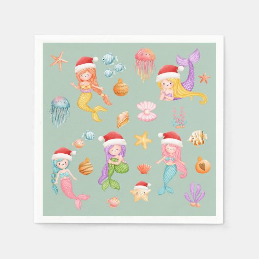 人魚のクリスマス スタンダードカクテルナプキン (正面)