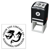 人魚のシルエット図書館の本の名前 セルフインキングスタンプ (インサイチュ)