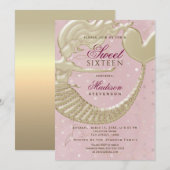 人魚のスイート16誕生日 招待状 (正面/裏面)