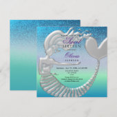 人魚のスイート16誕生日 招待状 (正面/裏面)