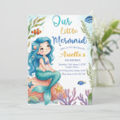 人魚のスプラッシュ4歳の誕生日パーティーの招待状 招待状 (スタンド正面)