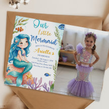人魚のスプラッシュ4歳の誕生日パーティーの招待状