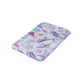 人魚のタツノオトシゴのヒトデのラベンダーおよび青 バスマット (アングル)