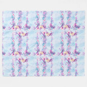 人魚のタツノオトシゴのヒトデのラベンダー及び水の青 フリースブランケット (正面(横))