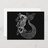 人魚のタトゥー ヴィンテージ人魚アート タトゥーガールズ ポストカード (正面/裏面)