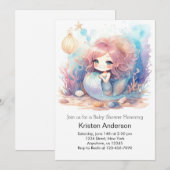 人魚のディープブルーシー ベビーシャワー 招待状 (正面/裏面)