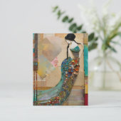 人魚のドレスコラージュを着た女性 ポストカード (スタンド正面)
