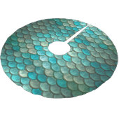 人魚のハッカの香りがする緑の魚スケールパターン ブラッシュドポリエステルツリースカート (アングル)