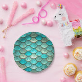 人魚のハッカの香りがする緑の魚スケールパターン ペーパープレート (パーティー)