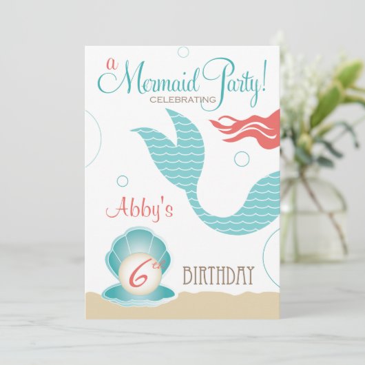 人魚のパーティー|の誕生日の招待状 招待状 (スタンド正面)