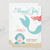 人魚のパーティー|の誕生日の招待状 招待状 (正面/裏面)