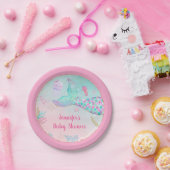 人魚のピンクの金ゴールドが海の赤ん坊のシャワーの下 ペーパープレート (パーティー)