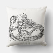 人魚のファンタジーの芸術の白黒のモダンの装飾 クッション (裏面)