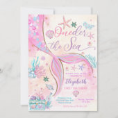 人魚のファーストバースデー招待状 招待状 (正面)