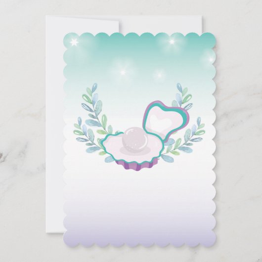 人魚のブライダルシャワーの招待状のビーチの海のパーティー 招待状 (裏面)