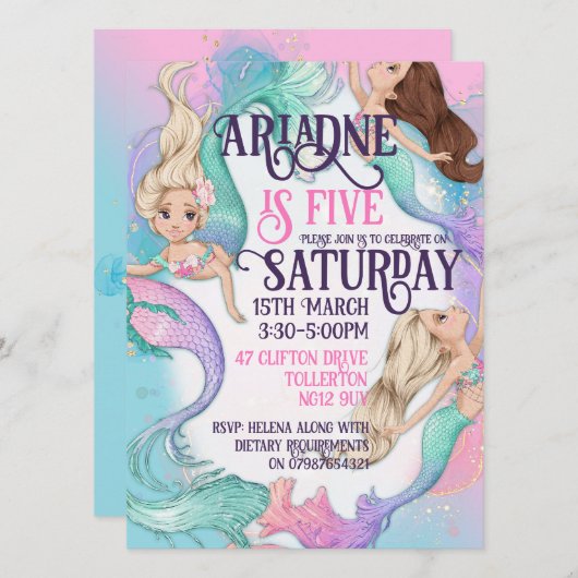 人魚のプチ招待状 招待状 (正面/裏面)