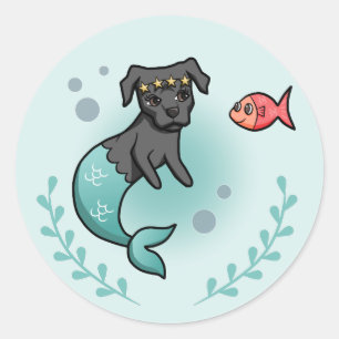 人魚のプリンセスのピット・ブルテリア犬の漫画 ラウンドシール