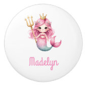 人魚のプリンセスピンクの白い名前 セラミックノブ (正面)