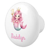 人魚のプリンセスピンクの白い名前 セラミックノブ (右)