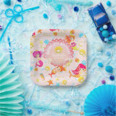 人魚のプリンセス ピンク ペーパープレート (パーティー)