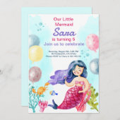 人魚のプリント可能な誕生日招待状ギフト 招待状 (正面/裏面)