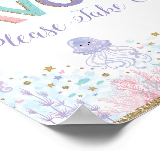 人魚のプレゼントサイン　アンダーザシー　パーティー装飾 ポスター (角)