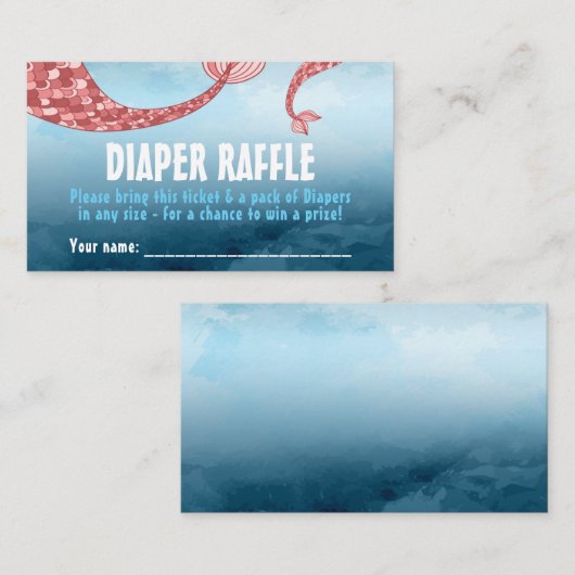 人魚のベビーシャワーのおむつのラッフルカード エンクロージャーカード (正面/裏面)