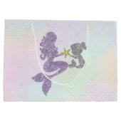 人魚のベビーシャワーのギフトバッグのグリッターの人魚 ラージペーパーバッグ (裏面)