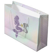 人魚のベビーシャワーのギフトバッグのグリッターの人魚 ラージペーパーバッグ (正面アングル)