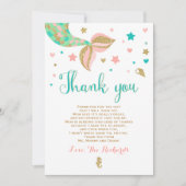 人魚のベビーシャワーのサンキューカードの人魚のベビー サンキューカード (正面)