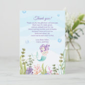 人魚のベビーシャワーのサンキューカードの紫色の青 サンキューカード (スタンド正面)